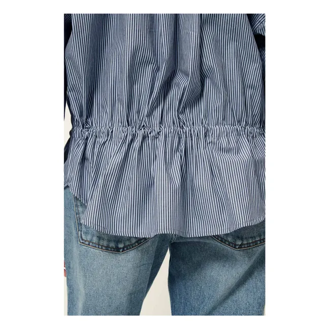 Santalin Cotton Stripes Blouse | Blue