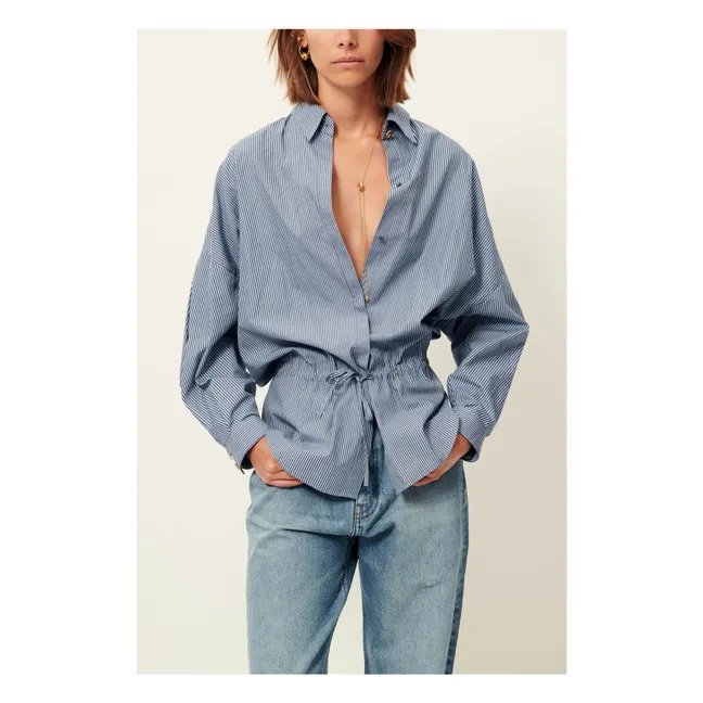 Santalin Cotton Stripes Blouse | Blue