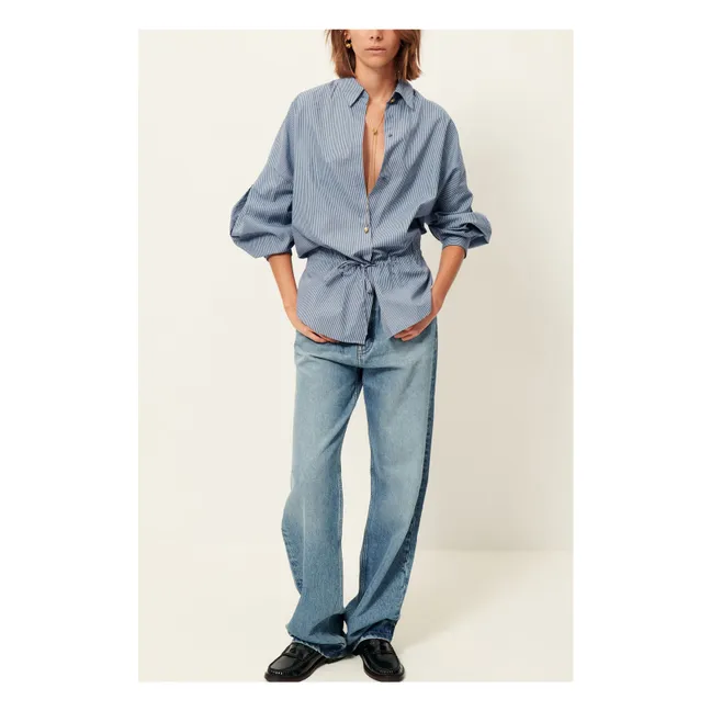 Blusa de rayas de algodón Santalin | Azul