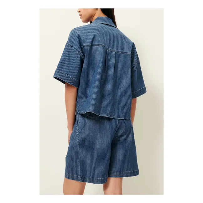Short Rayures Coton Santa Port | Bleu marine