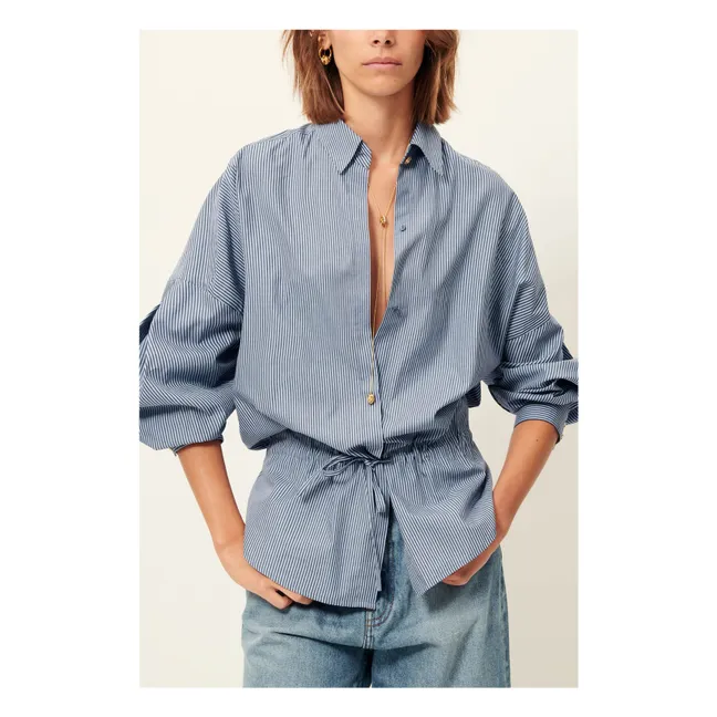 Bluse Streifen Baumwolle Santalin | Blau