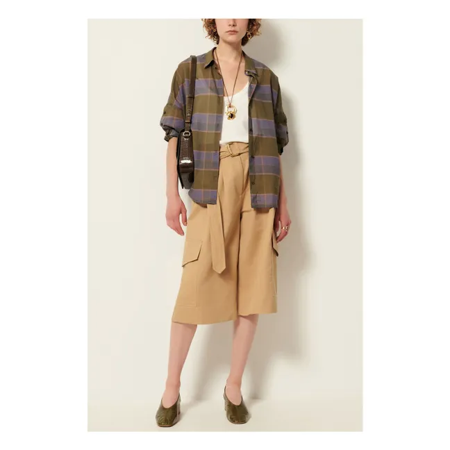 Chemise Carreaux Coton Valea | Vert kaki