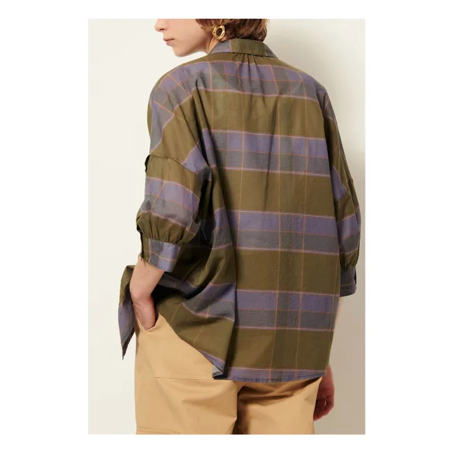 Chemise Carreaux Coton Valea | Vert kaki