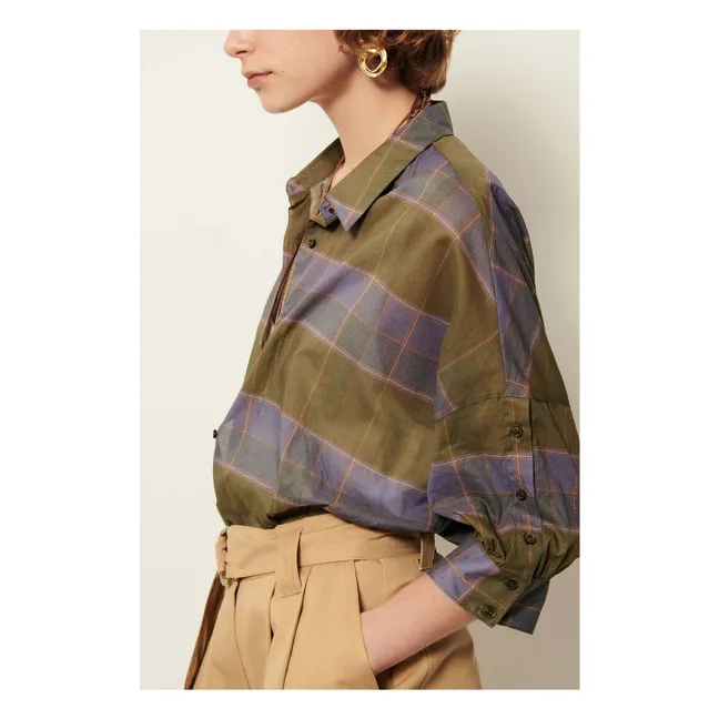 Chemise Carreaux Coton Valea | Vert kaki