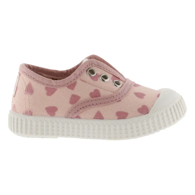 Baskets Elastico Lona Cœurs | Vieux Rose