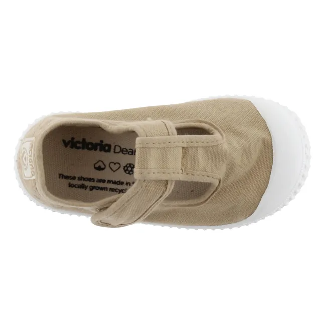 Rayado Zapatillas Sandalia Tira Lona | Camel