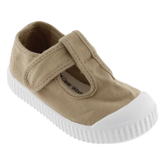 Rayado Zapatillas Sandalia Tira Lona | Camel