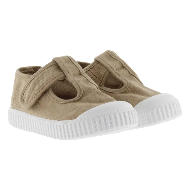 Rayado Zapatillas Sandalia Tira Lona | Camel