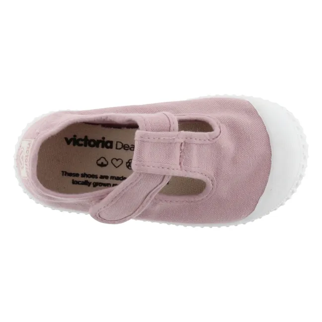 Rayado Zapatillas Sandalia Tira Lona | Rosa Viejo