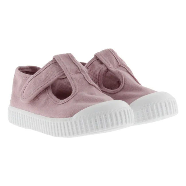 Rayado Zapatillas Sandalia Tira Lona | Rosa Viejo