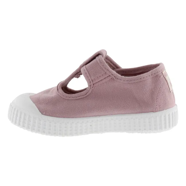 Rayado Zapatillas Sandalia Tira Lona | Rosa Viejo