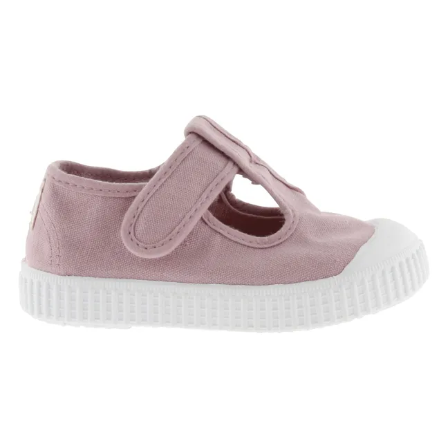 Rayado Zapatillas Sandalia Tira Lona | Rosa Viejo
