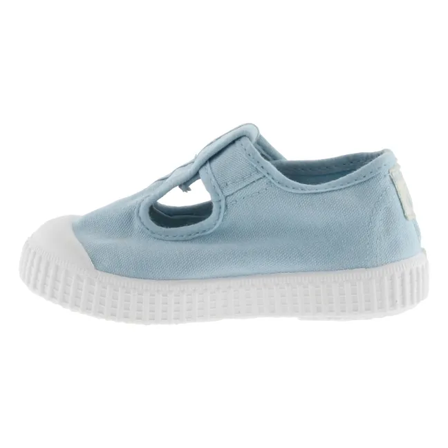 Rayado Zapatillas Sandalia Tira Lona | Azul Cielo