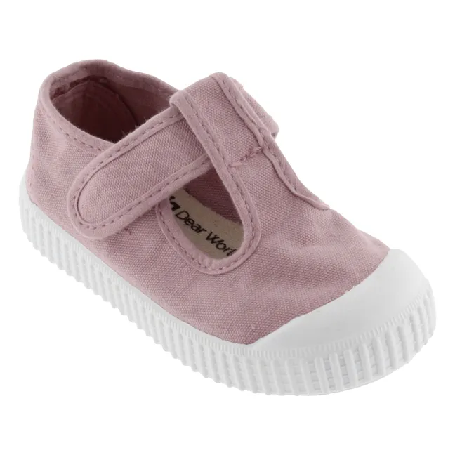 Rayado Zapatillas Sandalia Tira Lona | Rosa Viejo