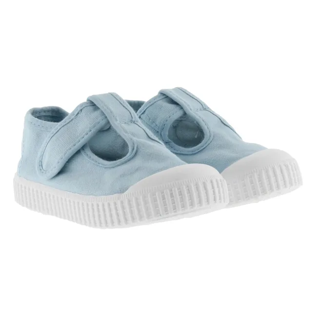 Rayado Zapatillas Sandalia Tira Lona | Azul Cielo