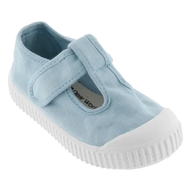 Rayado Zapatillas Sandalia Tira Lona | Azul Cielo