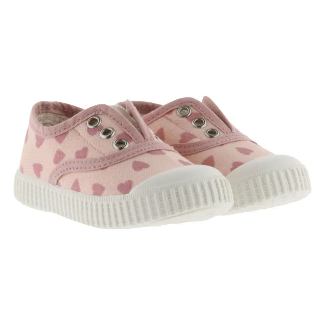 Baskets Elastico Lona Cœurs | Vieux Rose