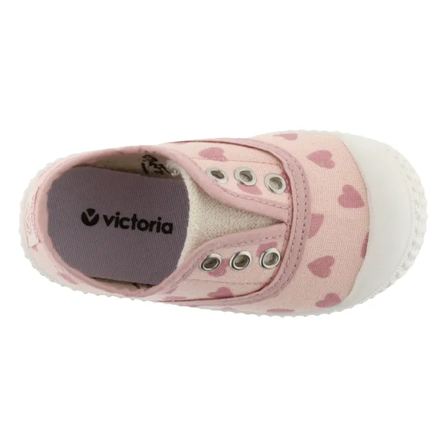 Baskets Elastico Lona Cœurs | Vieux Rose