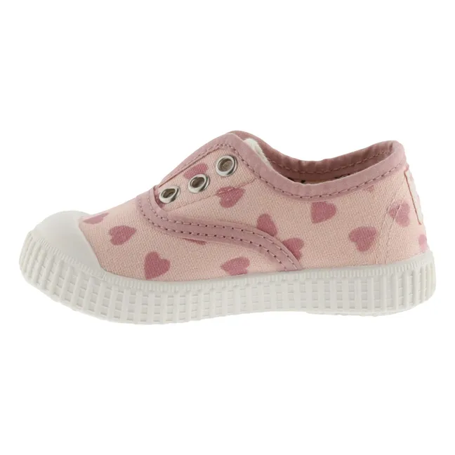 Baskets Elastico Lona Cœurs | Vieux Rose