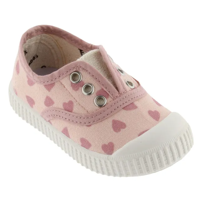 Baskets Elastico Lona Cœurs | Vieux Rose
