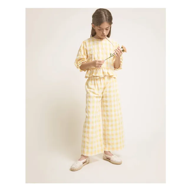 Blouse Manches 3/4 Vichy Seersucker | Jaune