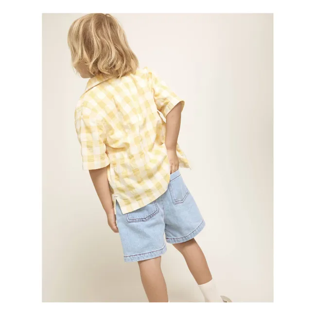 Washed Denim Bermuda Shorts | Light Blue