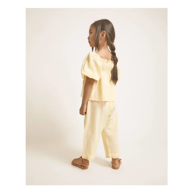 Pantalon Dentelle Coton Bio | Jaune