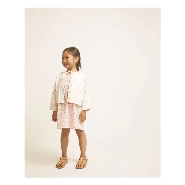 Robe Fleurie Noeuds Seersucker | Rose pêche