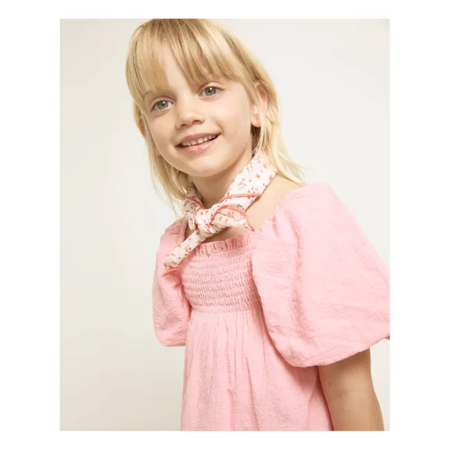 Bandana Fleuri Seersucker | Rose pêche