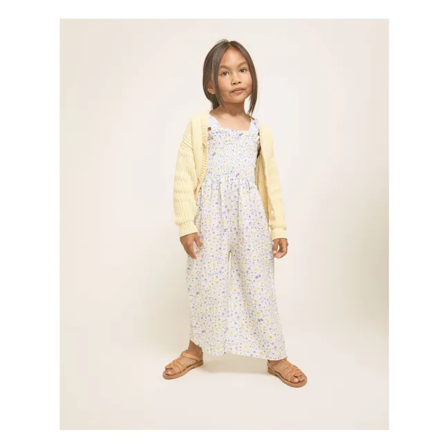 Organic cotton V-neck ribbed cardigan | Yellow