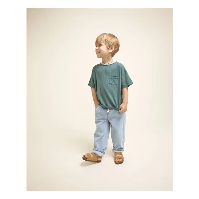 T-shirt Poche Lin  | Bleu canard