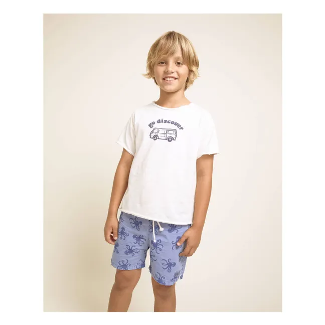 Short de Bain Pieuvres Popeline Coton Bio | Bleu