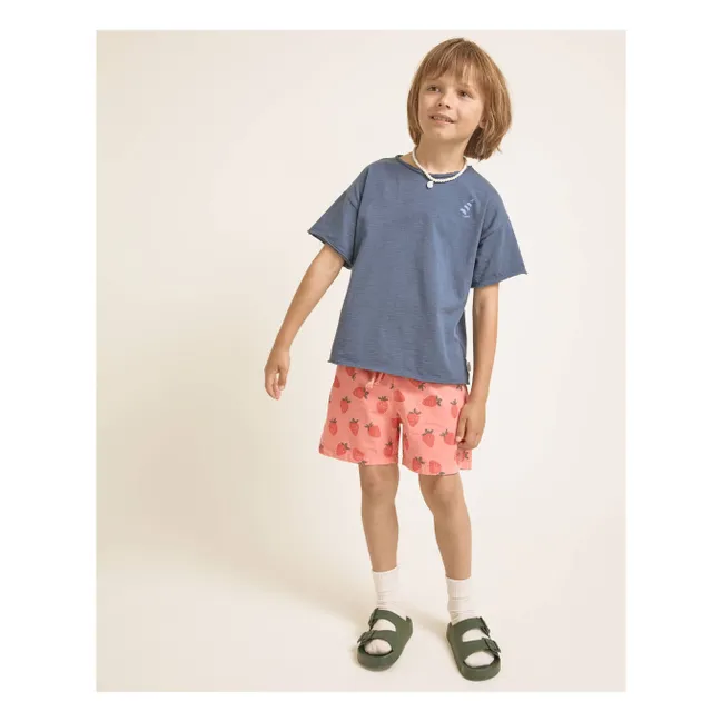 Strawberry Poplin Organic Cotton Swim Shorts | Coral