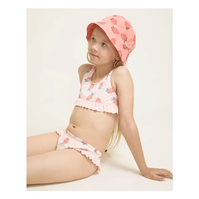 Maillot de Bain Côtelé Volants Fraises | Rose pâle