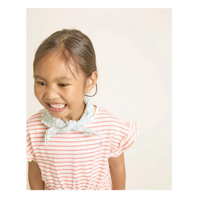 Robe Maille Rayée Fraise Coton Bio | Rose