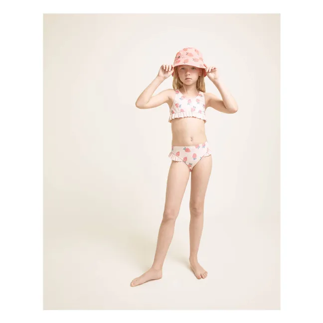 Strawberry Ribbed Ruffle Swimsuit | Pale Pink