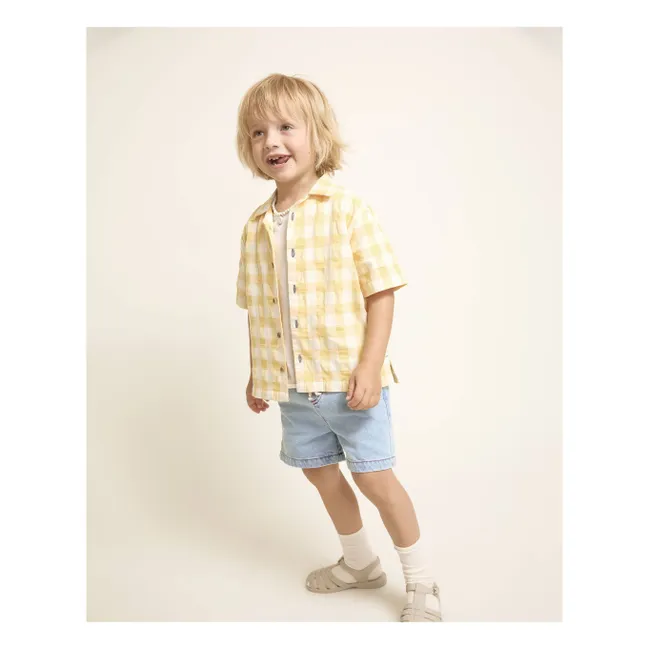 Chemise Vichy Seersucker Coton Bio | Jaune