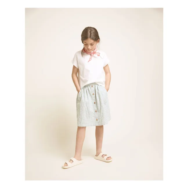 Gingham Seersucker skirt | Aqua