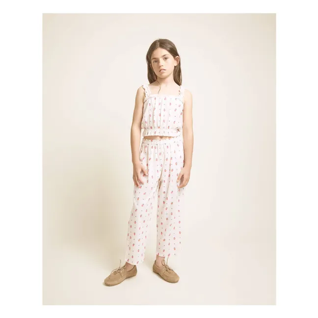 Pantalon Fraises Coton Bio | Crème
