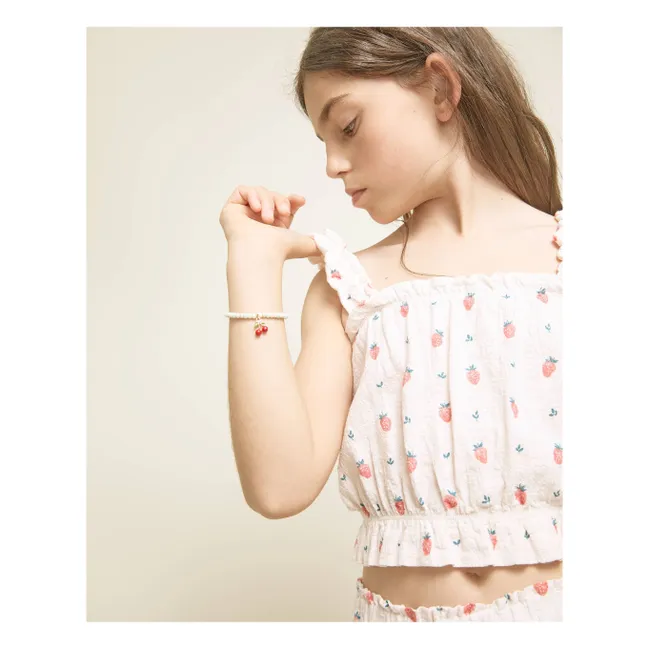 Organic Cotton Strawberry Ruffle Top | Cream