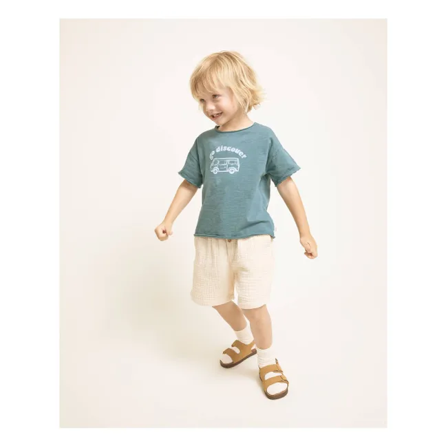 T-shirt Go Discover Coton Bio | Bleu canard