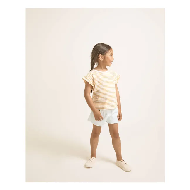 T-shirt Rayé Fraise Coton Bio | Jaune