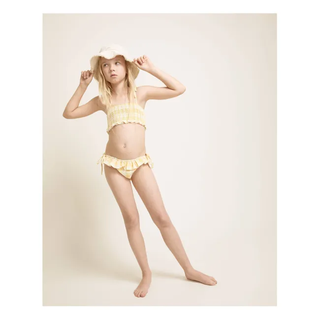 Bañador Vichy Seersucker Algodón Ecológico | Amarillo