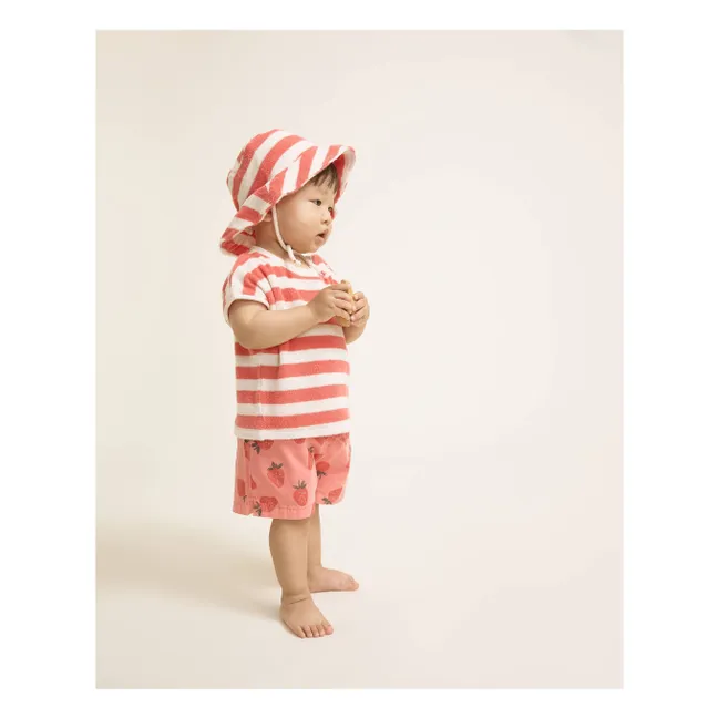 Bañador de popelín de fresa de algodón orgánico | Descolorada rojo