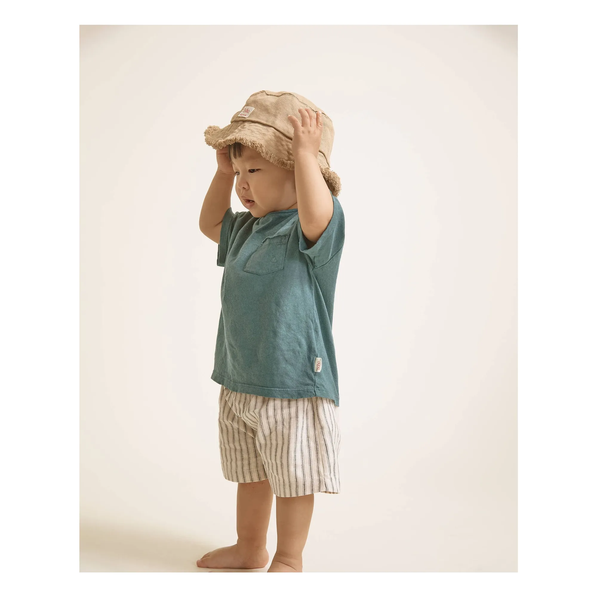T-shirt Poche Lin | Bleu canard- Image produit n°2