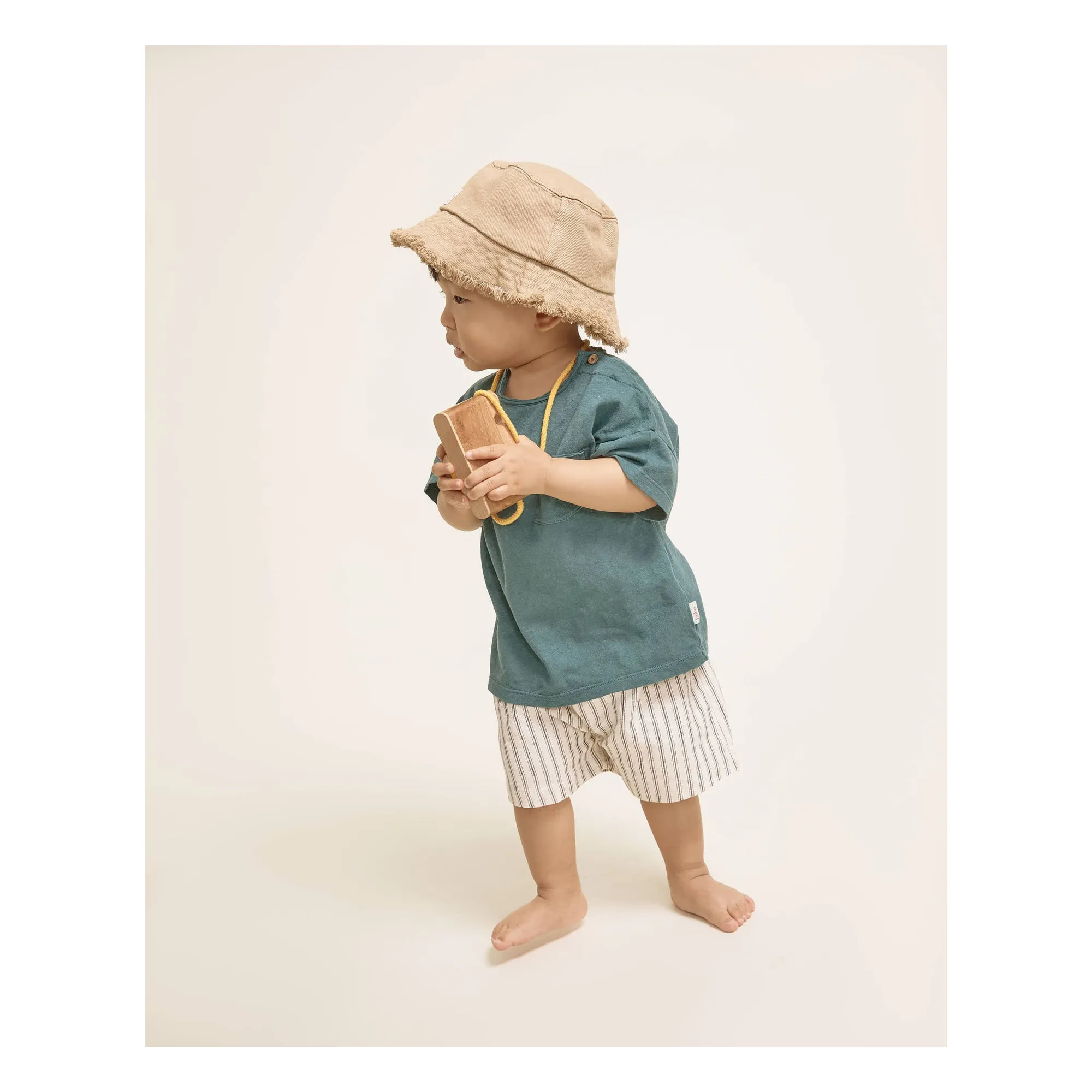 T-shirt Poche Lin | Bleu canard- Image produit n°1