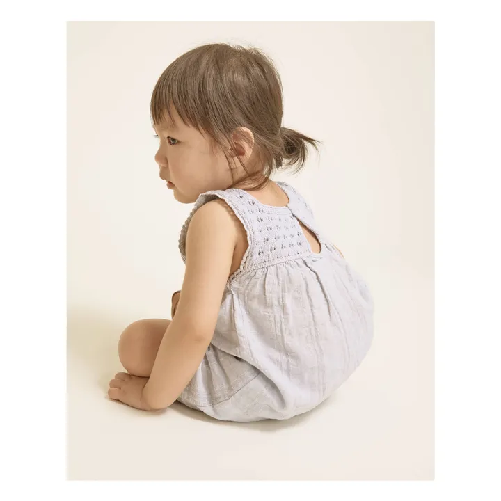 Vestido boho de lúrex y algodón orgánico | Azul Pálido- Imagen del producto n°2