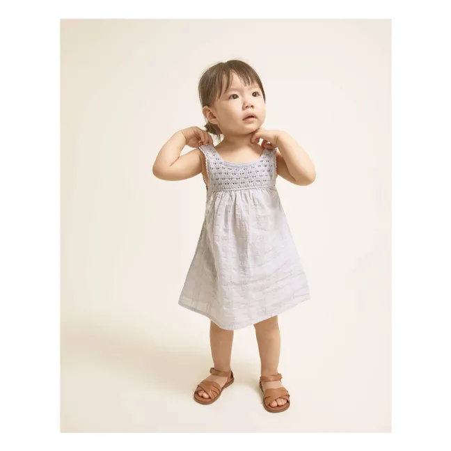 Vestido boho de lúrex y algodón orgánico | Azul Pálido