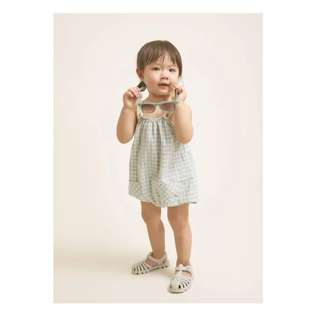 Barboteuse Vichy Seersucker Coton Bio | Aqua