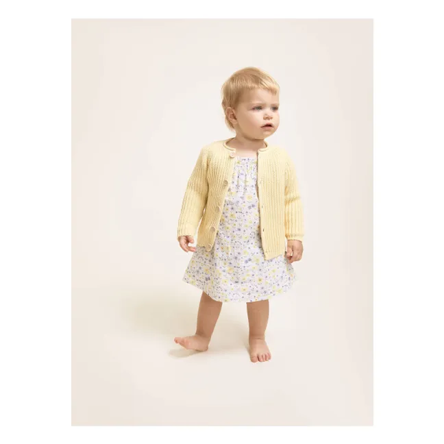 Robe Fleurie Seersucker | Bleu pâle